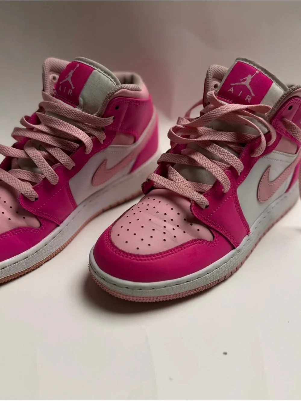 Jordan Kids High-Top Sneakers in Hot Pink and Light Pink